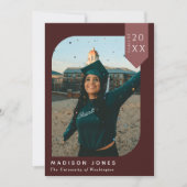 レッドシモダンック写真卒業パーティー招待状 招待状 (正面)