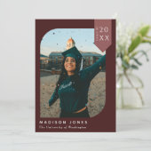 レッドシモダンック写真卒業パーティー招待状 招待状 (スタンド正面)