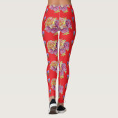 レッドシャビーシックバラバラフローラルパターンレギンス レギンス (裏面)