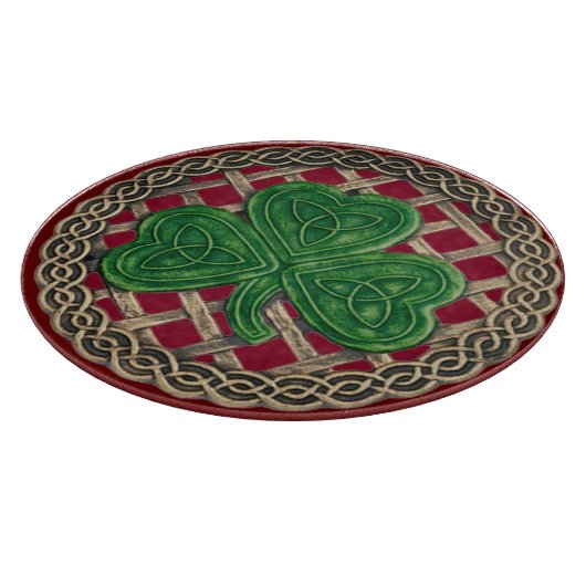 レッドシャムロックオンケルト結び目模様カッティングボード カッティングボード (角)