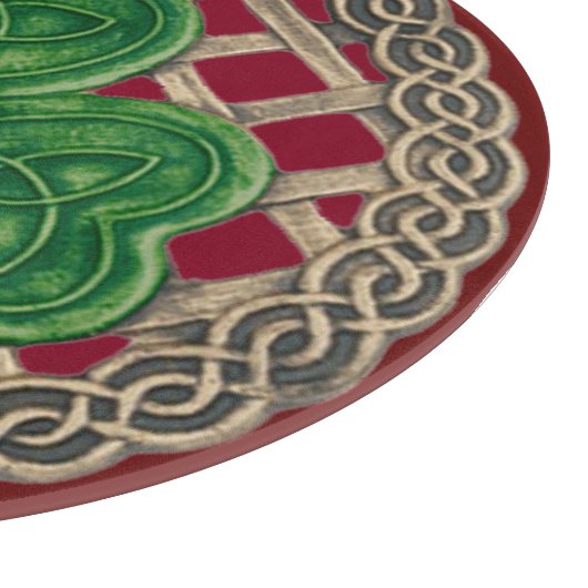 レッドシャムロックオンケルト結び目模様カッティングボード カッティングボード (角)