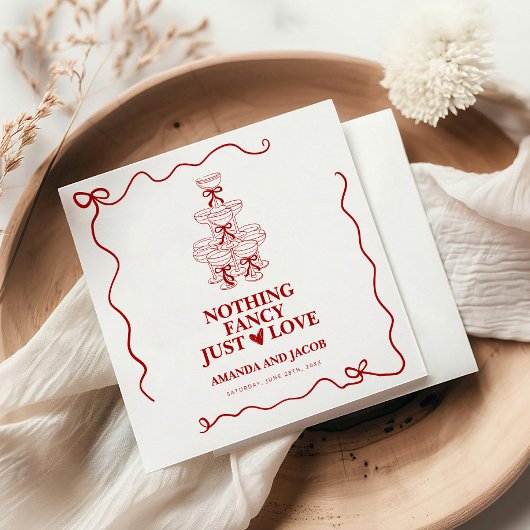 レッドシャンパンタワーファンシーNothing Just Love スタンダードカクテルナプキン