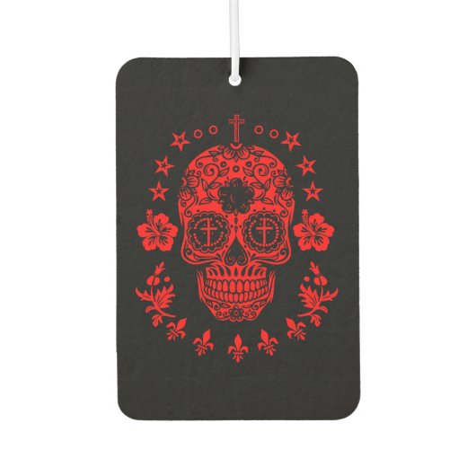 レッドシュガースカルとクロスと(紋章の)フラ・ダ・リ カーエアーフレッシュナー (正面)