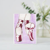 レッドシューズのバレエ用スリッパ ポストカード (スタンド正面)