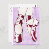 レッドシューズのバレエ用スリッパ ポストカード (正面/裏面)