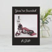 レッドシューズ誕生日またはカクテル招待状 招待状 (スタンド正面)