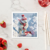 レッドショベル付きクリスマスポーラーベア スタンダードカクテルナプキン (インサイチュ)