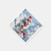 レッドショベル付きクリスマスポーラーベア スタンダードカクテルナプキン (角)
