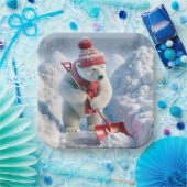 レッドショベル付きクリスマスポーラーベア ペーパープレート (パーティー)