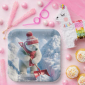 レッドショベル付きクリスマスポーラーベア ペーパープレート (パーティー)