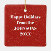 レッドショベル付きクリスマス雪だるま セラミックオーナメント (裏面)