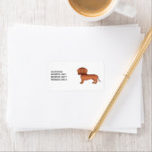 レッドショートヘアダッチシュントかわいい漫画の犬と文字 ラベル (インサイチュ)