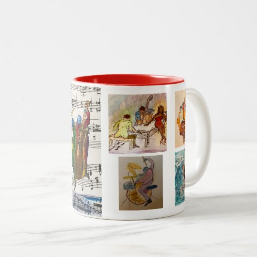 レッドシリーズ、5つのイメージジャズコーヒーマグ ツートーンマグカップ (正面右)