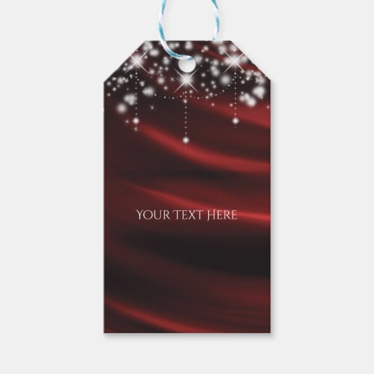 レッドシルク&スパークルグラムハリウッドカスタムの好意 ギフトタグ (正面)