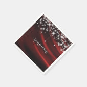 レッドシルク&スパークルグラムハリウッドパーティー スタンダードカクテルナプキン (角)