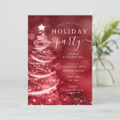 レッドシルバエレガントークリスマスツリーカンパニーホリデー 招待状 (スタンド正面)