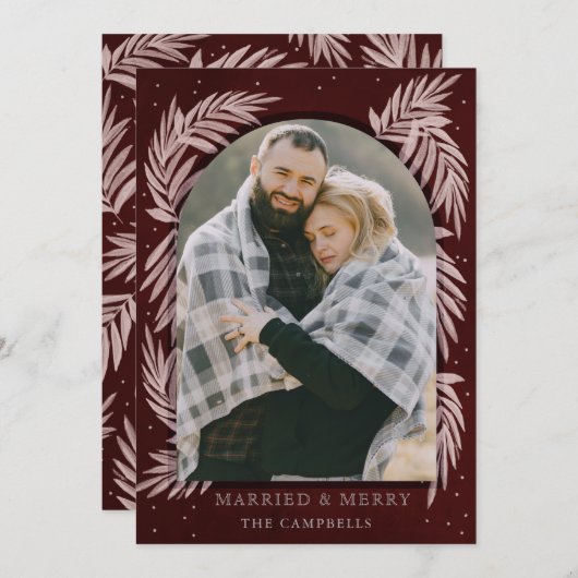 レッドシルバーアーメリーチボタニカルホリデーカード シーズンカード (正面/裏面)