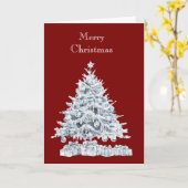 レッドシルバークリスマスツリー カード (黄色い花)