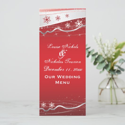 レッドシルバーグスノーフレーク結婚のメニューカード メニュー (スタンド正面)