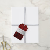 レッドシルバーグラムティンセルストライプズ ギフトタグ (より糸付き)