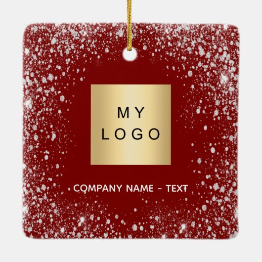レッドシルバーグリッターはビジネスのコマパニーロゴを輝かせる セラミックオーナメント (裏面)