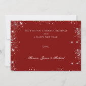 レッドシルバーグリッター写真窓クリスマスカード 招待状 (裏面)