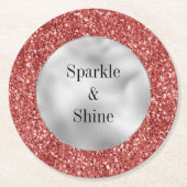 レッドシルバーグリッター ラウンドペーパーコースター (正面)