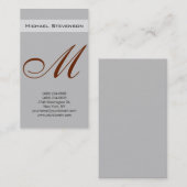 レッドシルバーグレースクリプトモノグラムビジネスカード 名刺 (正面/裏面)