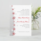 レッドシルバーグレー白スノーフレーク結婚式招待状 招待状 (スタンド正面)