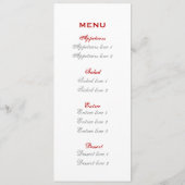 レッドシルバーグレー結婚スノーフレークのメニューカード メニュー (裏面)