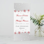 レッドシルバーグレー結婚スノーフレークのメニューカード メニュー (スタンド正面)