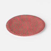 レッドシルバーシェブロンストライプズ ペーパープレート (アングル)