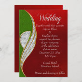 レッドシルバーシルバークリスマス結婚式招待状 招待状 (正面/裏面)