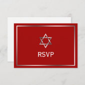 レッドシルバースターオブデイヴィッドバー(ユダヤ教の)バル・ミツバー 出欠カード (正面/裏面)