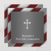 レッドシルバーストライプ招待状ボーイファースト 招待状 (正面/裏面)