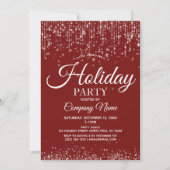 レッドシルバーストリングライツホリデー企業のパーティー 招待状 (正面)