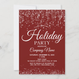 レッドシルバーストリングライツホリデー企業のパーティー 招待状