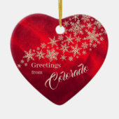 レッドシルバースノーフレークコロラドファミリー セラミックオーナメント (正面)