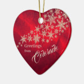 レッドシルバースノーフレークコロラドファミリー セラミックオーナメント (左)