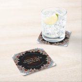 レッドシルバーダイヤ結婚ズアニバーサリーボックス スクエアペーパーコースター (インサイチュ)