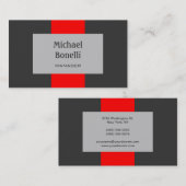 レッドシルバーダークグレーストライプのパターンの名刺 名刺 (正面/裏面)