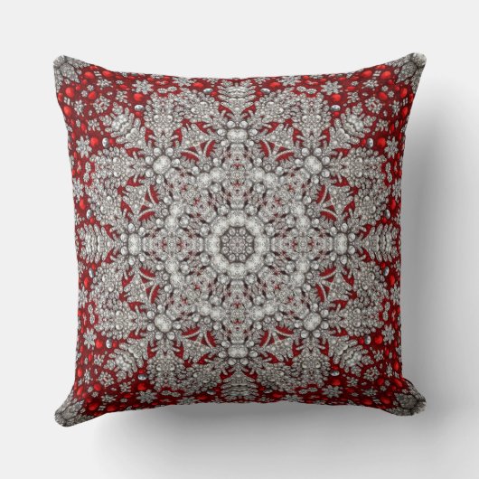 レッドシルバーデパティックホリデイ装飾用クッション クッション (裏面)