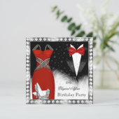 レッドシルバードレスブラックタイバースデーパーティー2 招待状 (スタンド正面)