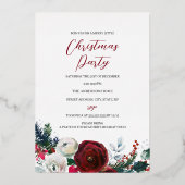 レッドシルバーフェスティバルの葉クリスマスパーティー 箔招待状 (正面)