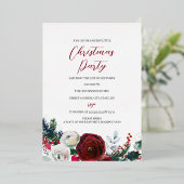 レッドシルバーフェスティバルの葉クリスマスパーティー 箔招待状 (立ち正面)