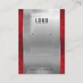 レッドシルバーフレームモダンネックレスイヤリング 名刺 (正面)