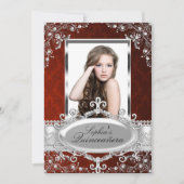 レッドシルバーフローラヴィンテージグラマーキンセアニェラ 招待状 (正面)