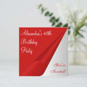 レッドシルバーホワイト40歳の誕生日パーティー 招待状 (スタンド正面)