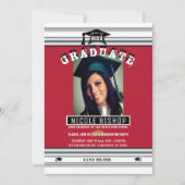 レッドシルバーホワエレガントイト写真卒業パーティー 招待状 (正面)