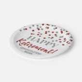 レッドシルバー紙吹雪ハッピーリタイア ペーパープレート (アングル)